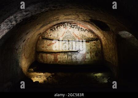 Catacombes de San Gennaro à Naples, Italie. Banque D'Images