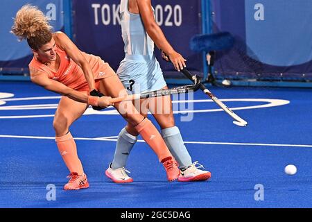 Tokyo, Japon. 06e août 2021. Hockey pour femmes. Stade de hockey OI. 1-19. 4chome. Yashio. Shinagawa-ku. Tokyo. Maria Verschoor (NED) a un coup de feu. Crédit Garry Bowden/Sport en images/Alamy Live News crédit: Sport en images/Alamy Live News Banque D'Images