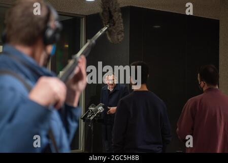 Melbourne, Australie. 7 août 2021. Le premier ministre de l’État de Victoria Daniel Andrews répond à des questions lors d’une conférence de presse, deux jours avant le sixième confinement de l’État après l’enregistrement de 29 nouveaux cas. Credit: Jay Kogler/Alay Live News Banque D'Images