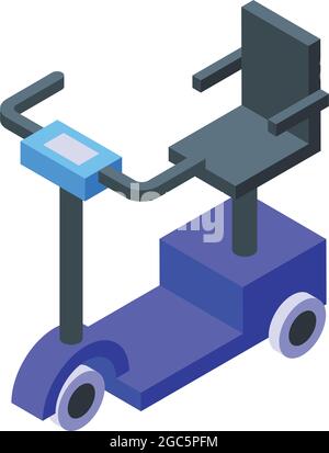 Vecteur isométrique d'icône de fauteuil roulant électrique. Entraînement de scooter. Chaise haute Illustration de Vecteur