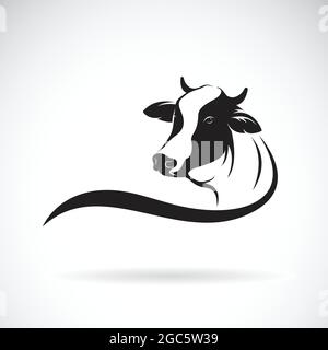 Vecteur d'une tête de vache sur fond blanc. Icône ou logo de la vache. Animal de ferme. Illustration vectorielle superposée facile à modifier. Illustration de Vecteur