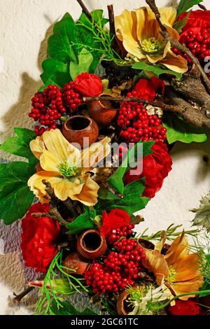 Couronne de porte de Noël. Décor de fête Banque D'Images