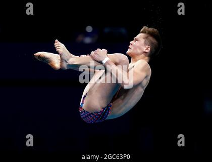 Oleksii Sereda d'Ukraine lors de la finale de la plate-forme masculine de 10m au Centre aquatique de Tokyo le quinzième jour des Jeux Olympiques de Tokyo 2020 au Japon. Date de la photo: Samedi 7 août 2021. Banque D'Images