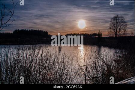 Hohe Venn: Voir beim Sonnenuntergang Banque D'Images