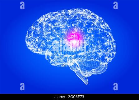 Vue microscopique des neurones. Connexions cérébrales. Synapses. Stimulation cérébrale. Circuit de réseau neuronal, maladies dégénératives, Parkinson, Alzheimer Banque D'Images