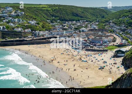Vue sur Portreath depuis Western Hill, Cornwall Angleterre Royaume-Uni Europe Banque D'Images