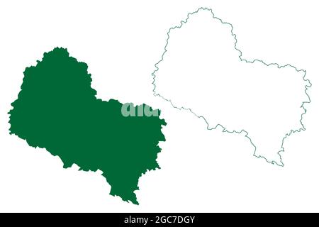 District de Budaun (État de l'Uttar Pradesh, République de l'Inde) carte illustration vectorielle, scribble croquis carte de Badaun Illustration de Vecteur