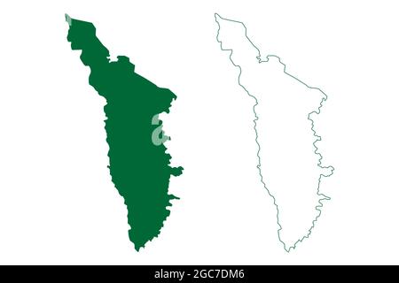 District de Bahraich (État de l'Uttar Pradesh, République de l'Inde) carte illustration vectorielle, scribble plan carte de Bahraich Illustration de Vecteur