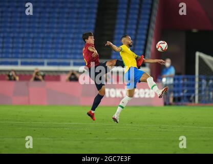 Tokyo, Japon. 07e août 2021. 7 août 2021 ; Stade International de Yokohama, Yokohama, Préfecture de Kanagawa, Japon ; Tokyo 2020 Jeux d'été Olymoic, finale de football, Brésil, contre Espagne; Credit: Action plus Sports Images/Alay Live News Banque D'Images