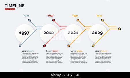 Modèle de concept graphique minimal de la chronologie des scénarios vectoriels avec quatre périodes de temps. Contour modifiable Illustration de Vecteur