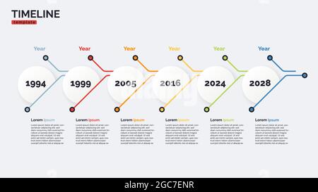 Modèle de concept graphique minimal de la chronologie des scénarios vectoriels avec six périodes de temps. Contour modifiable Illustration de Vecteur