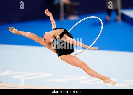 Viktoriia Onopriienko (UKR), 7 AOÛT 2021 - gymnastique rythmique : finale individuelle lors des Jeux Olympiques de Tokyo 2020 au Centre de gymnastique Ariake de Tokyo, Japon. (Photo de Kohei Maruyama/AFLO) Banque D'Images