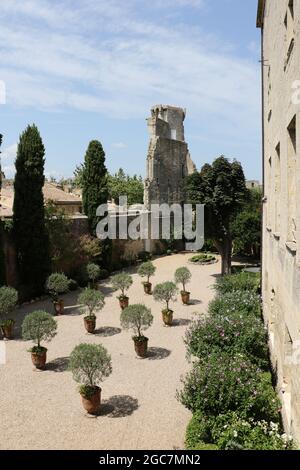 Le jardin du Palais Ducal de la ville d'Uzès Banque D'Images