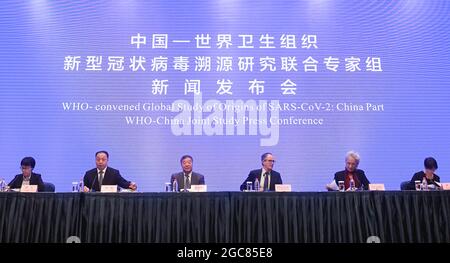 Pékin, province chinoise de Hubei. 9 février 2021. La conférence de presse SUR l'étude conjointe ENTRE L'OMS et la Chine se tient à Wuhan, dans la province de Hubei, dans le centre de la Chine, le 9 février 2021. Credit: Cheng min/Xinhua/Alay Live News Banque D'Images