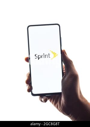 Assam, Inde - 6 août 2021 : image de stock du logo Sprint Corporation sur l'écran du téléphone. Banque D'Images