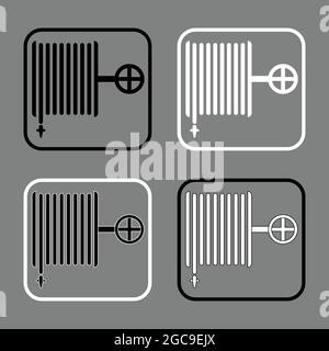 Icône de symbole de contour noir blanc d'alarme de tuyau d'incendie Illustration de Vecteur