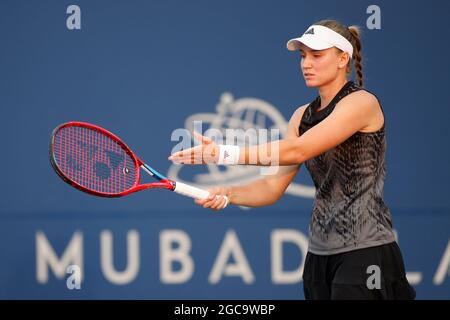 06 août 2021 : Elena Rybakina (KAZ) a été défaite par Danielle Collins (USA) 76(5) 76(4) dans les quarts de finale de la Mubadala Silicon Valley Classic à l'Université d'État de San Jose, Californie. © Mal Taam/TennisClix/CSM Banque D'Images