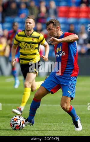 Londres, Royaume-Uni. 07e août 2021. James McArthur de Crystal Palace en action pendant le match amical d'avant-saison entre Crystal Palace et Watford à Selhurst Park, Londres, Angleterre, le 7 août 2021. Photo de Carlton Myrie. Utilisation éditoriale uniquement, licence requise pour une utilisation commerciale. Aucune utilisation dans les Paris, les jeux ou les publications d'un seul club/ligue/joueur. Crédit : UK Sports pics Ltd/Alay Live News Banque D'Images