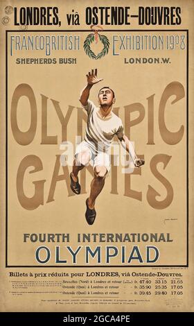 Alfred Edwin Johnson, illustration par Noel Pocock QUATRIÈME OLYMPIADE INTERNATIONALE – Jeux Olympiques d'été 1908 Londres Banque D'Images