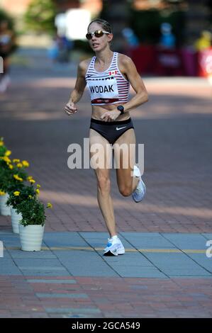 Sapporo, Hokkaido, Japon. 7 août 2021. Natasha Wodak Marathon (CAN) : Marathon féminin lors des Jeux Olympiques de Tokyo 2020 à Sapporo, Hokkaido, Japon . Crédit: Hiroyuki Sato/AFLO/Alamy Live News Banque D'Images