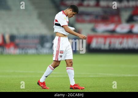 7 août 2021 ; Arena da Baixada, Curitiba, Paraná, Brésil. Football brésilien A-League, Athletico Paranaense versus Sao Paulo ; Gabriel Sara de S&#xe3;o Paulo Banque D'Images