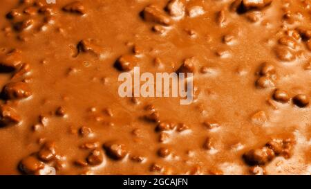 Gâteau suédois aux amandes et au chocolat, texture chocolat avec noix. Banque D'Images