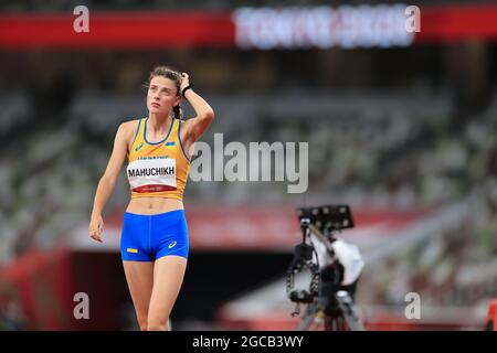 Tokyo, Japon. 7 août 2021. Yaroslava MAHUCHIKH (UKR) Athlétisme : finale du saut en hauteur des femmes lors des Jeux Olympiques de Tokyo 2020 au Stade National de Tokyo, Japon . Credit: AFLO SPORT/Alay Live News Banque D'Images