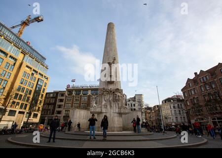 Place du Dam et monument national d'Amsterdam. Amsterdam, pays-Bas Banque D'Images