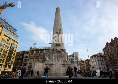 Place du Dam et monument national d'Amsterdam. Amsterdam, pays-Bas Banque D'Images