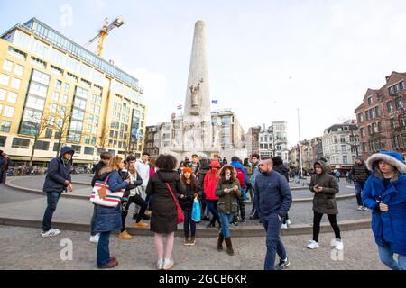 Place du Dam et monument national d'Amsterdam. Amsterdam, pays-Bas Banque D'Images