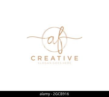 AF logo féminin beauté monogramme et élégant logo design, écriture logo de la signature initiale, mariage, mode, floral et botanique avec la création Illustration de Vecteur