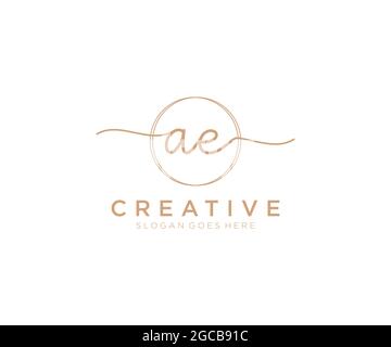 AE logo féminin beauté monogramme et élégant logo design, écriture logo de la signature initiale, mariage, mode, floral et botanique avec la création Illustration de Vecteur