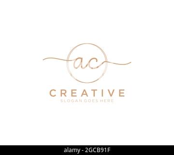 AC logo féminine beauté monogramme et élégant logo design, écriture logo de la signature initiale, mariage, mode, floral et botanique avec la création Illustration de Vecteur