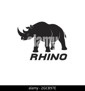 Vecteur de rhinocéros sur fond blanc. Animaux sauvages. Logo ou icône Rhino. Illustration vectorielle superposée facile à modifier. Illustration de Vecteur