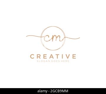 CM logo féminin beauté monogramme et élégant logo design, écriture logo de la signature initiale, mariage, mode, floral et botanique avec la création Illustration de Vecteur