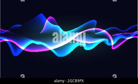 Arrière-plan fluide. Des lignes brillantes se mélangent sur fond bleu. Motif abstrait ondulé incurvé. Illustration vectorielle. Illustration de Vecteur