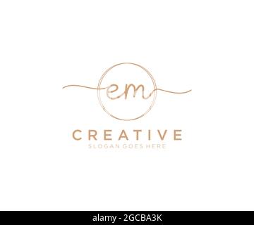 EM logo féminin beauté monogramme et élégant logo design, écriture logo de la signature initiale, mariage, mode, floral et botanique avec la création Illustration de Vecteur