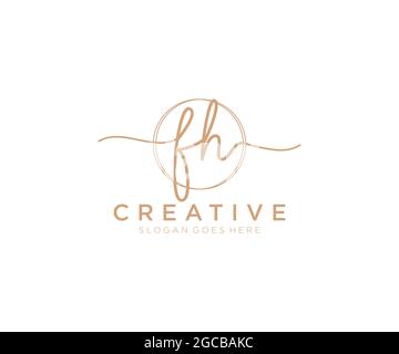 FH logo féminin beauté monogramme et élégant logo design, écriture logo de la signature initiale, mariage, mode, floral et botanique avec la création Illustration de Vecteur