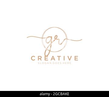 GR logo féminin beauté monogramme et élégant logo design, écriture logo de la signature initiale, mariage, mode, floral et botanique avec la création Illustration de Vecteur