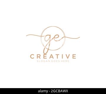 Logo GE féminine beauté monogramme et élégant logo design, écriture du logo de la signature initiale, mariage, mode, floral et botanique avec la création Illustration de Vecteur