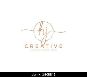 HJ logo féminin beauté monogramme et élégant logo design, écriture logo de la signature initiale, mariage, mode, floral et botanique avec la création Illustration de Vecteur