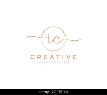 IC logo féminine beauté monogramme et élégant logo design, écriture logo de la signature initiale, mariage, mode, floral et botanique avec la création Illustration de Vecteur