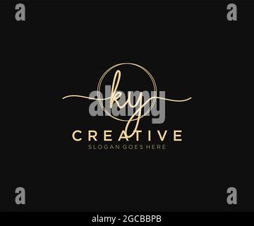 KY logo féminine beauté monogramme et élégant logo design, écriture logo de la signature initiale, mariage, mode, floral et botanique avec la création Illustration de Vecteur