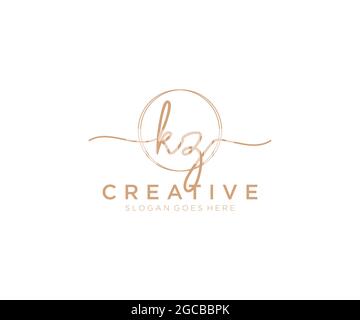 KZ logo féminin beauté monogramme et élégant logo design, écriture logo de la signature initiale, mariage, mode, floral et botanique avec la création Illustration de Vecteur