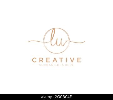 Lu logo féminin beauté monogramme et élégant logo design, écriture logo de la signature initiale, mariage, mode, floral et botanique avec la création Illustration de Vecteur