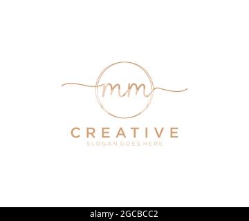 MM logo féminin beauté monogramme et élégant logo design, écriture logo de la signature initiale, mariage, mode, floral et botanique avec la création Illustration de Vecteur