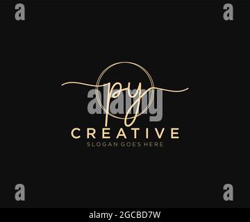 PY logo féminin beauté monogramme et élégant logo design, écriture logo de la signature initiale, mariage, mode, floral et botanique avec la création Illustration de Vecteur