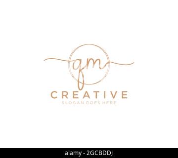 QM féminine logo beauté monogramme et élégant logo design, écriture logo de la signature initiale, mariage, mode, floral et botanique avec la création Illustration de Vecteur