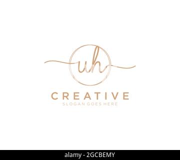 UH logo féminin beauté monogramme et élégant logo design, écriture logo de la signature initiale, mariage, mode, floral et botanique avec la création Illustration de Vecteur