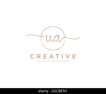 UA logo féminin beauté monogramme et élégant logo design, écriture logo de la signature initiale, mariage, mode, floral et botanique avec la création Illustration de Vecteur